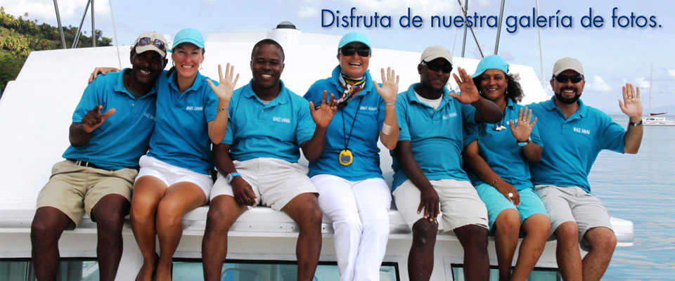 Kim Beddal and staff of Whale Samana. Kim Beddall and staff of Whale Watching Boat Pura Mia at Samana Port, Dominican Republic.